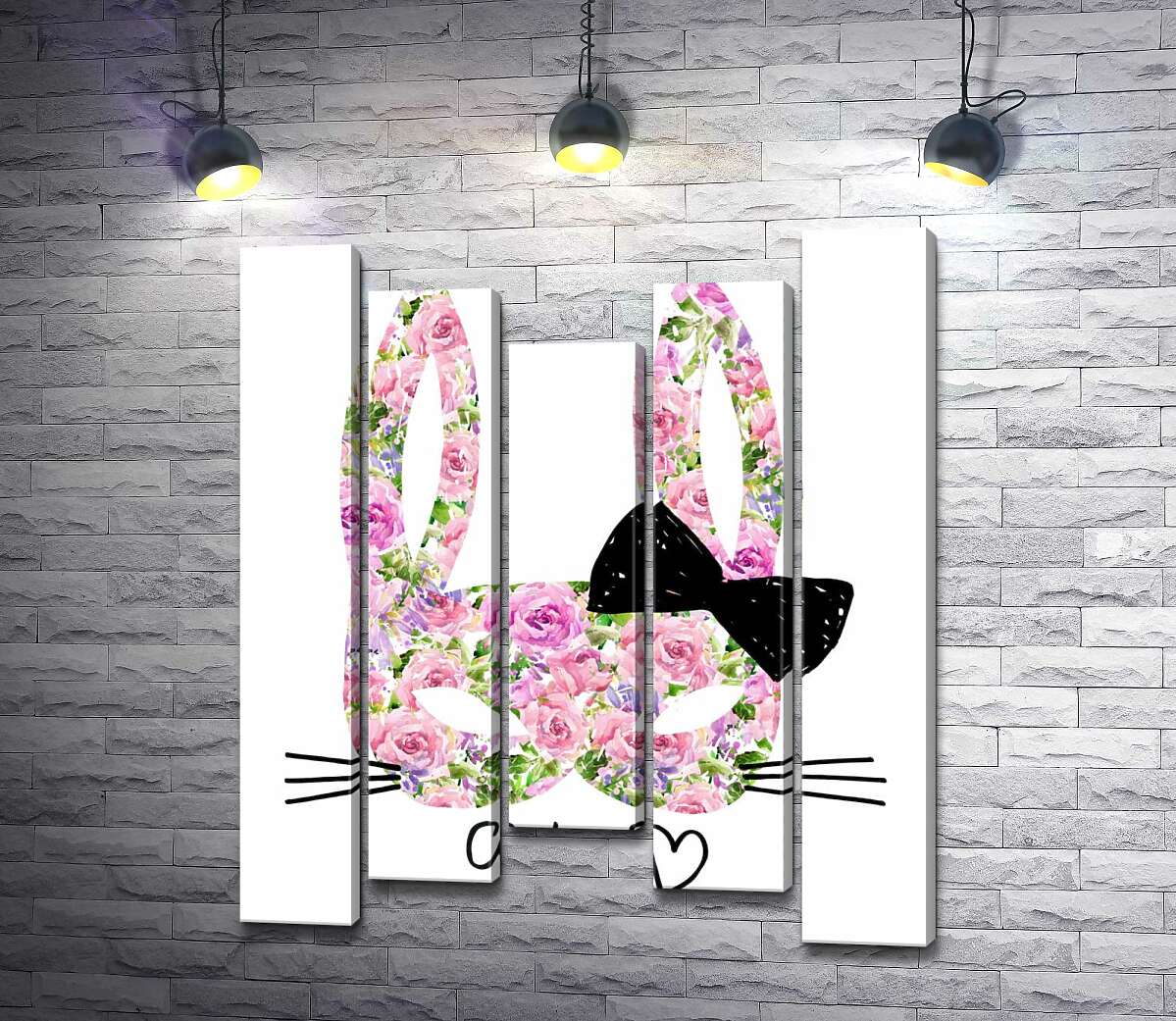 

Модульная картина ArtPoster Розовая маска зайчика с надписью "cute" 130x156 см Модуль №28