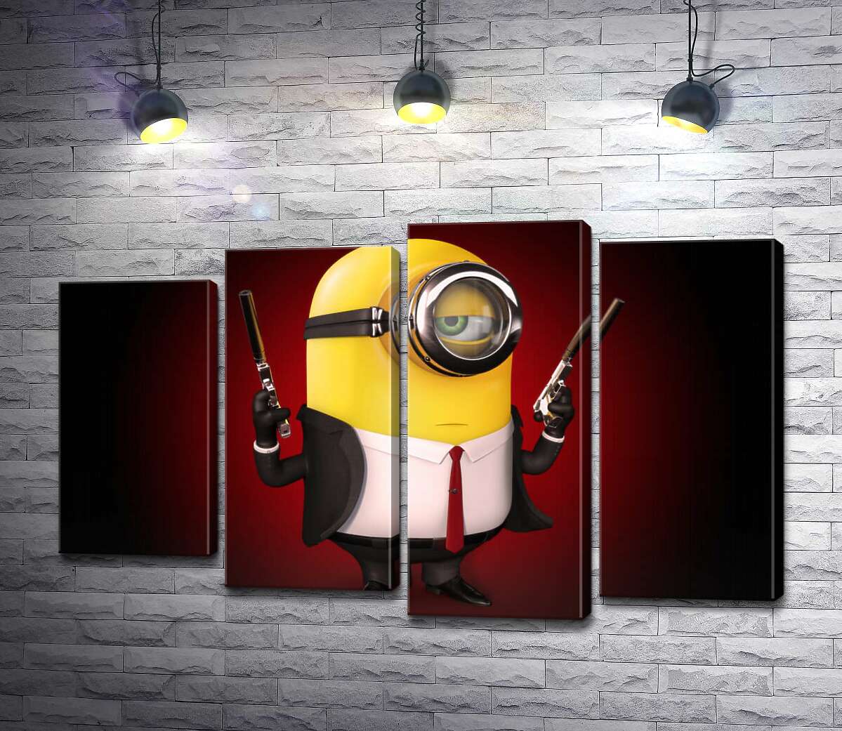 

Модульная картина ArtPoster Самоуверенный миньон Хитман (Hitman minion) в костюме с пистолетами 132x83 см Модуль №21