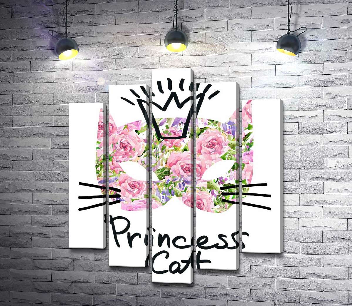 

Модульная картина ArtPoster Розовая маска кота с надписью "princess cat" 130x156 см Модуль №26