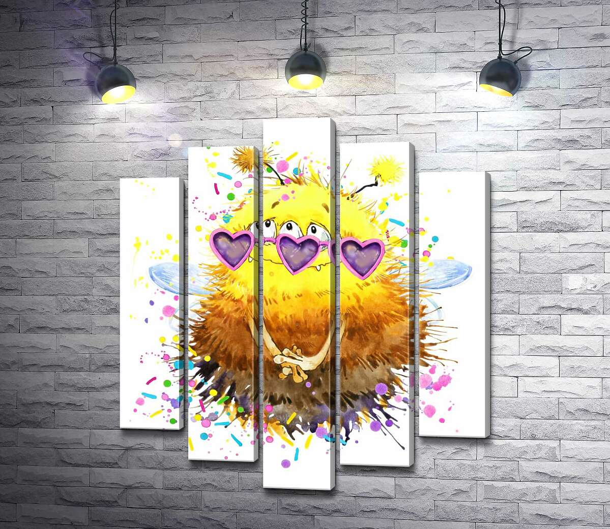 

Модульная картина ArtPoster Пушистый монстр-пчелка с крыльями в розовых очках 100x120 см Модуль №26