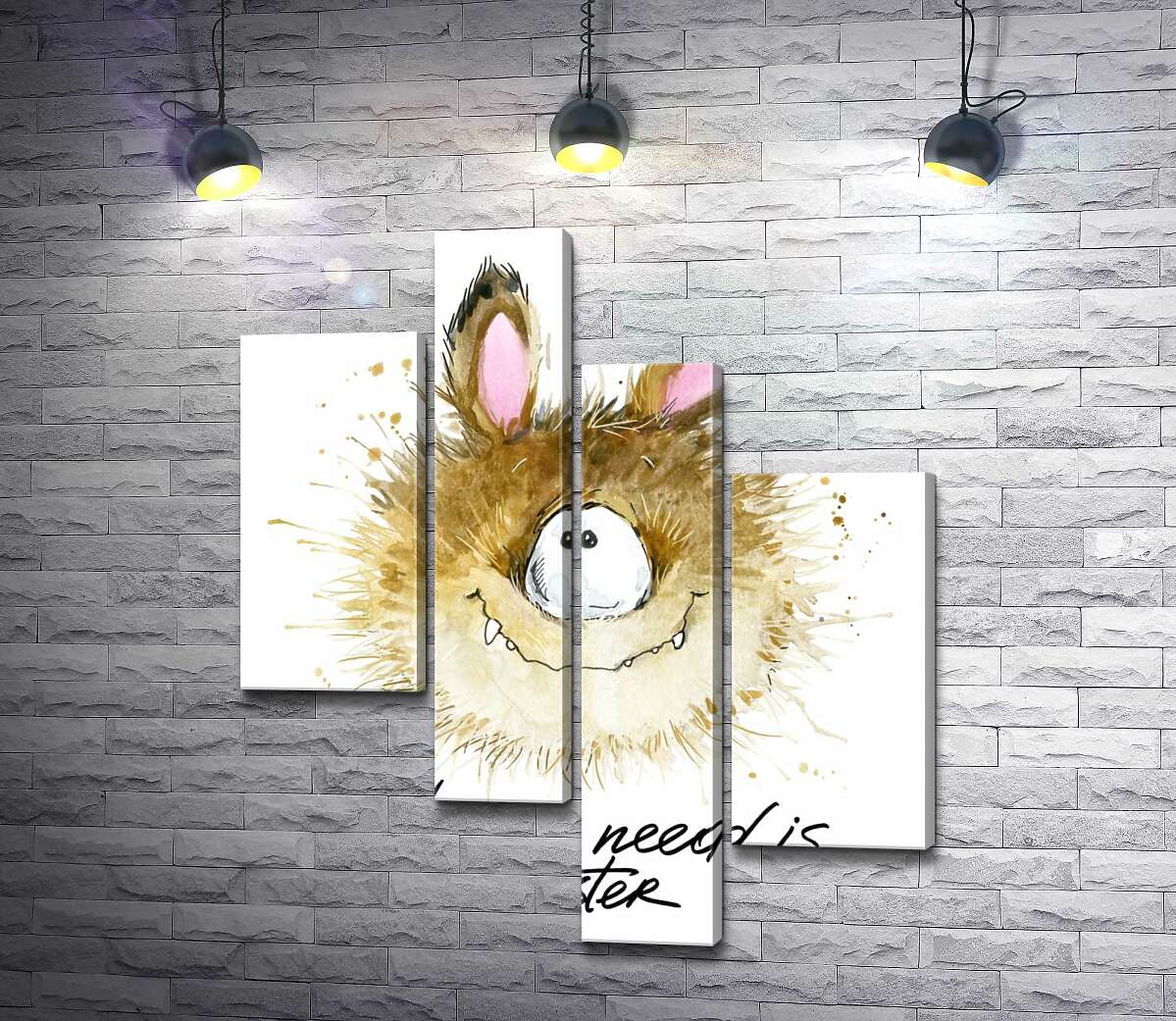 

Модульная картина ArtPoster Пушистый циклоп с заячьими ушами и надписью "all you need is monster" 130x155 см Модуль №20