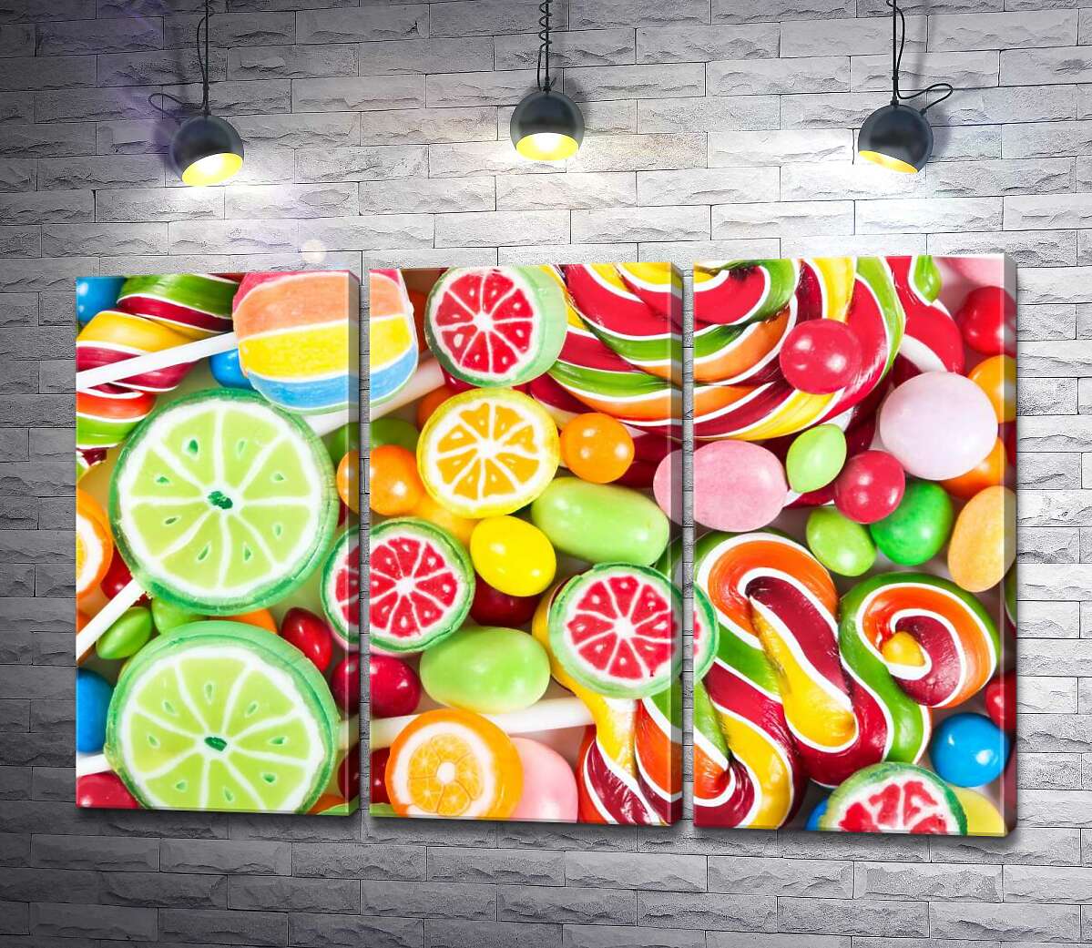 

Модульная картина ArtPoster Радужное разнообразие сладких леденцов 132x87 см Модуль №11