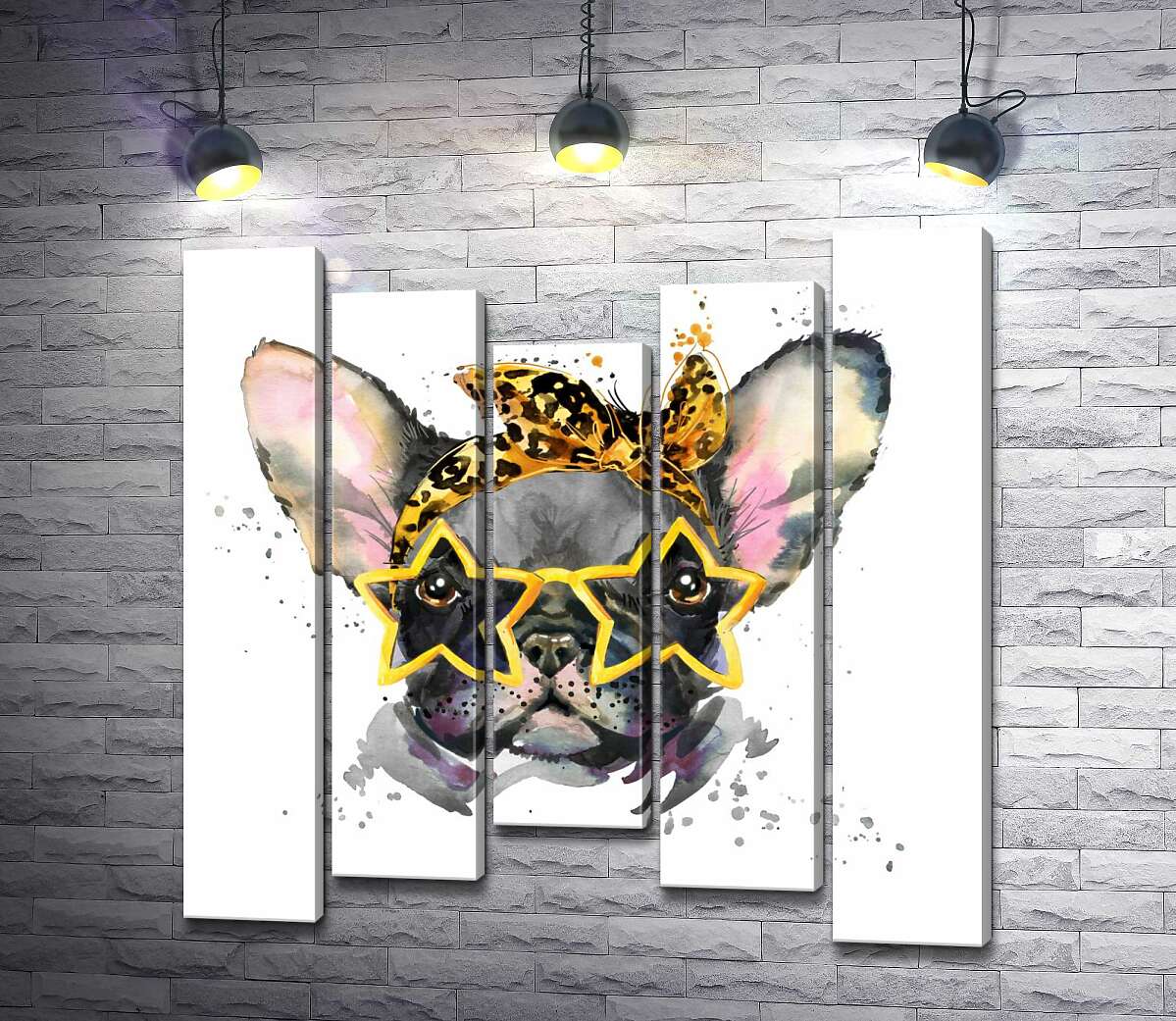 

Модульная картина ArtPoster Стильный черный бульдог с повязкой и очками 100x100 см Модуль №28