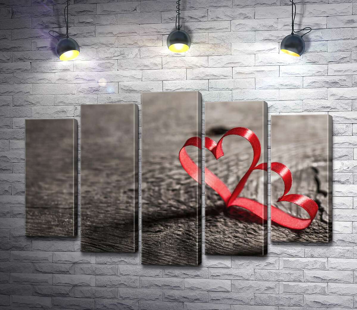 

Модульная картина ArtPoster Соединение двух сердец из красной ленты 130x88 см Модуль №26