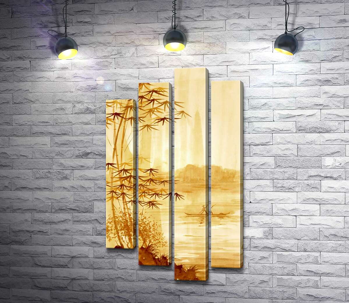 

Модульная картина ArtPoster Стройный бамбук растет на берегу реки 100x185 см Модуль №21