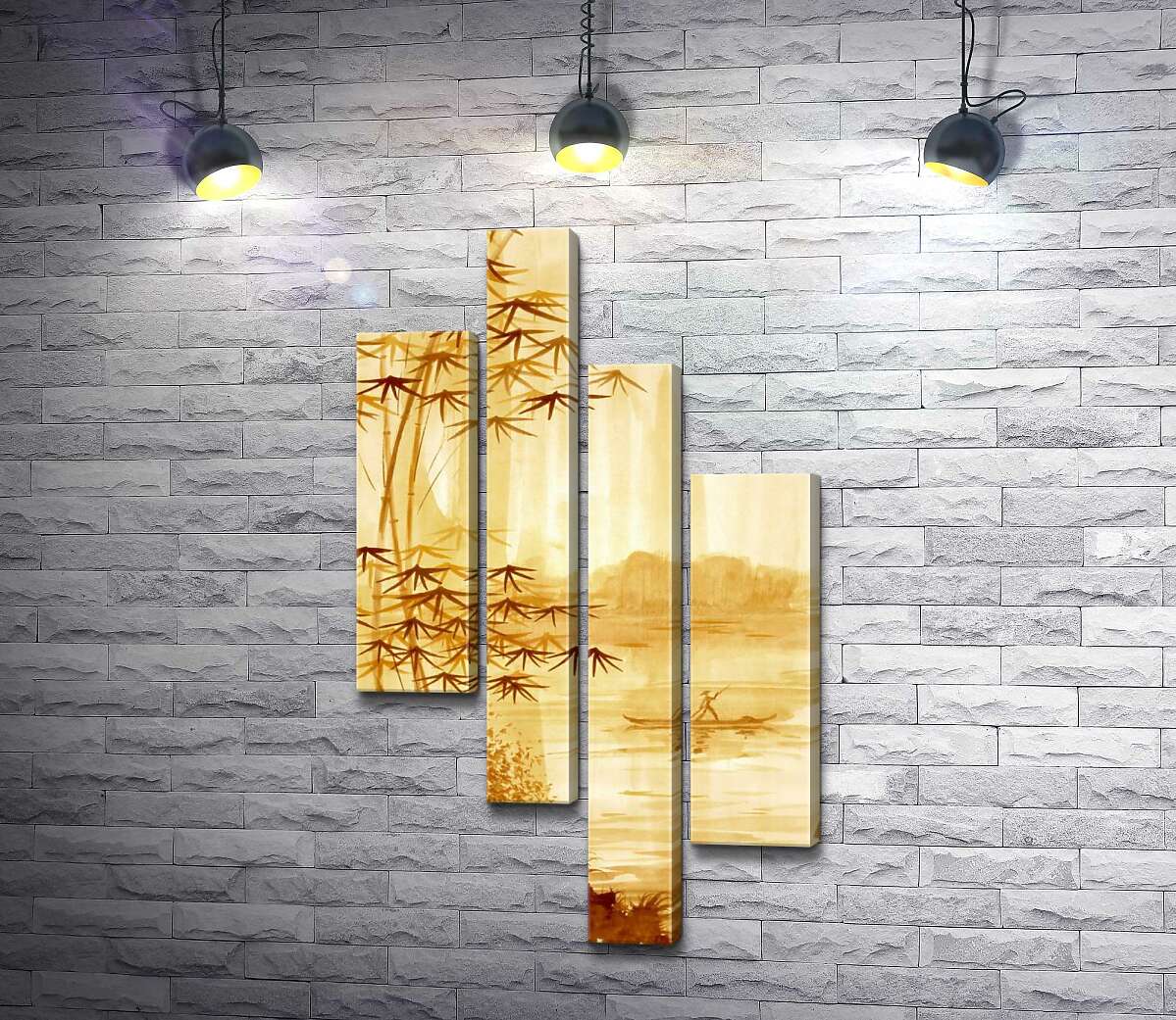 

Модульная картина ArtPoster Стройный бамбук растет на берегу реки 130x240 см Модуль №20