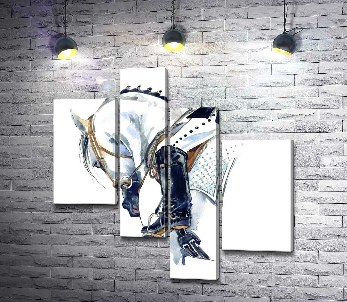 

Модульная картина ArtPoster Силуэт белого коня со всадником 100x100 см Модуль №20