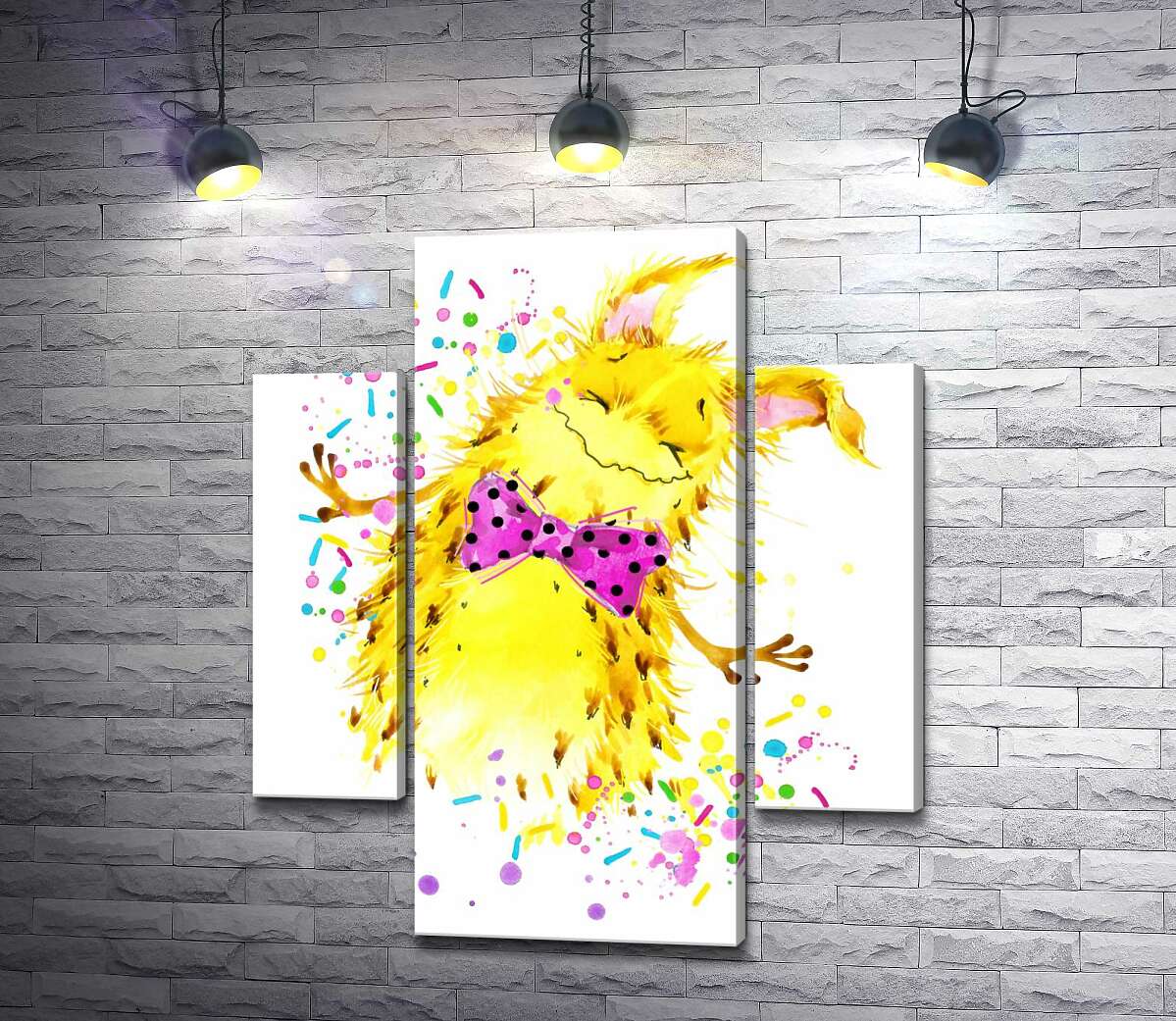 

Модульная картина ArtPoster Счастливый желтый монстр с розовой бабочкой на шее 80x95 см Модуль №7