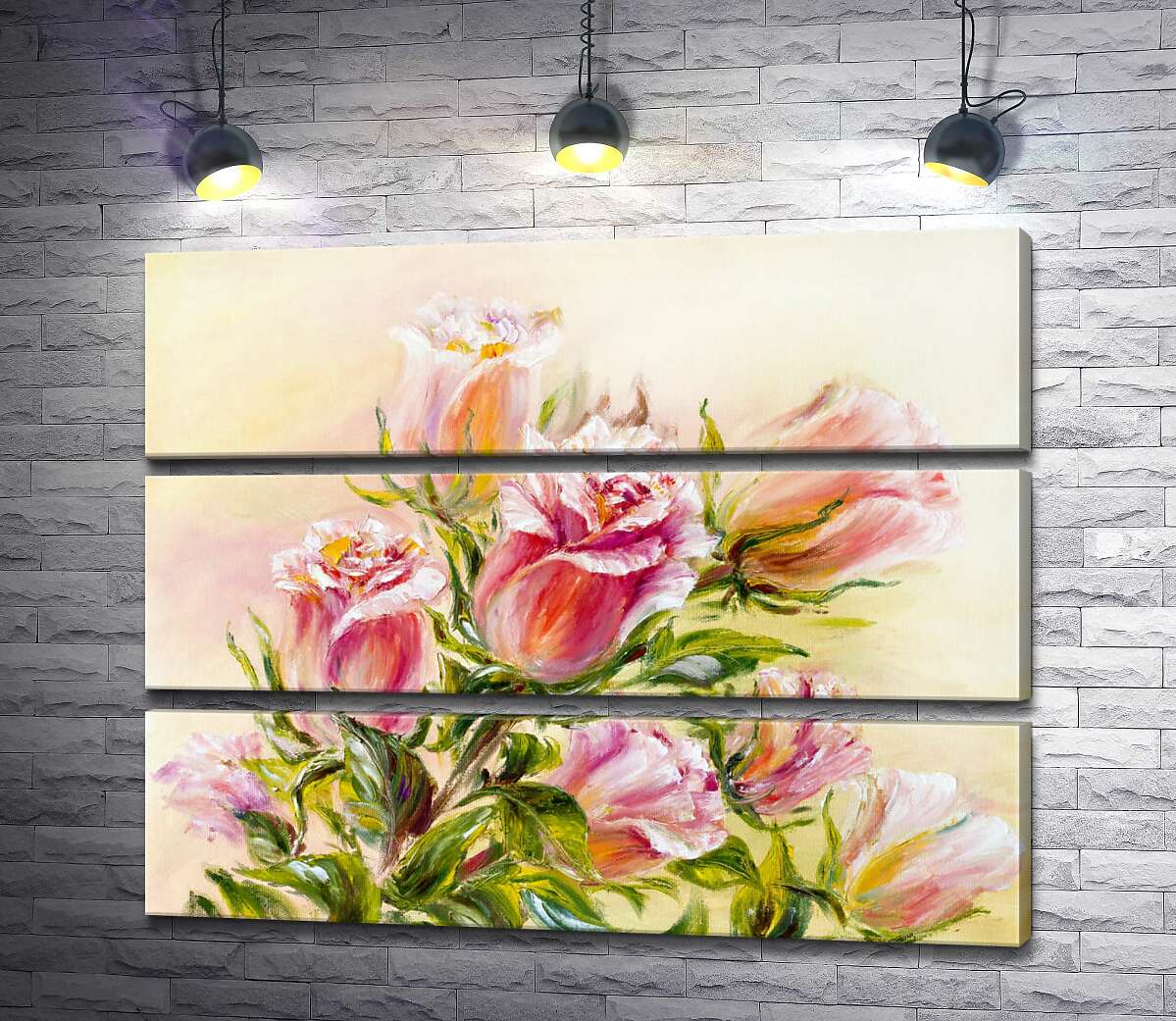 

Модульная картина ArtPoster Стройные стебли в букете пастельно-розовых роз 77x60 см Модуль №13