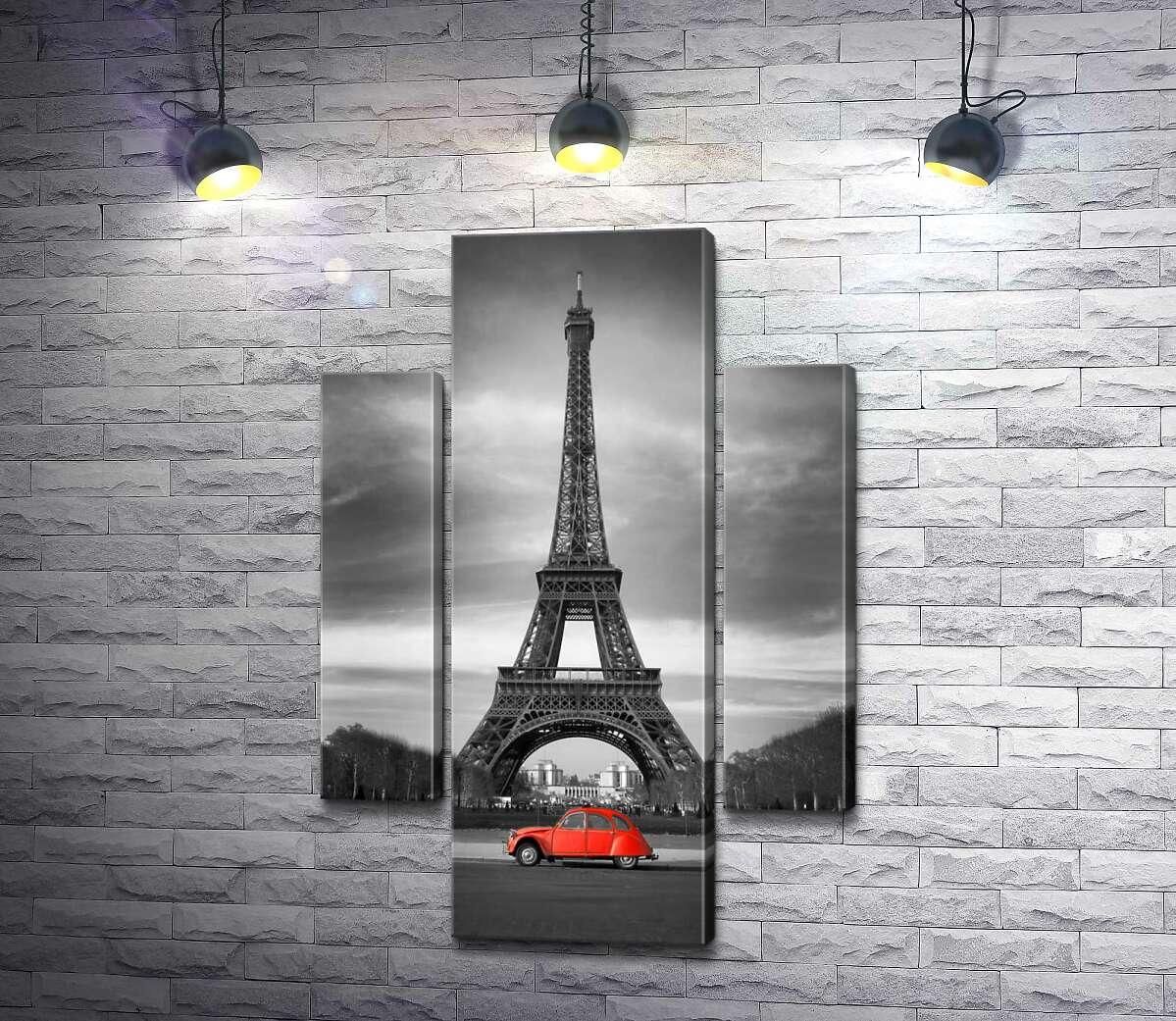 

Модульная картина ArtPoster Серый Париж и яркий ретро автомобиль 100x153 см Модуль №7