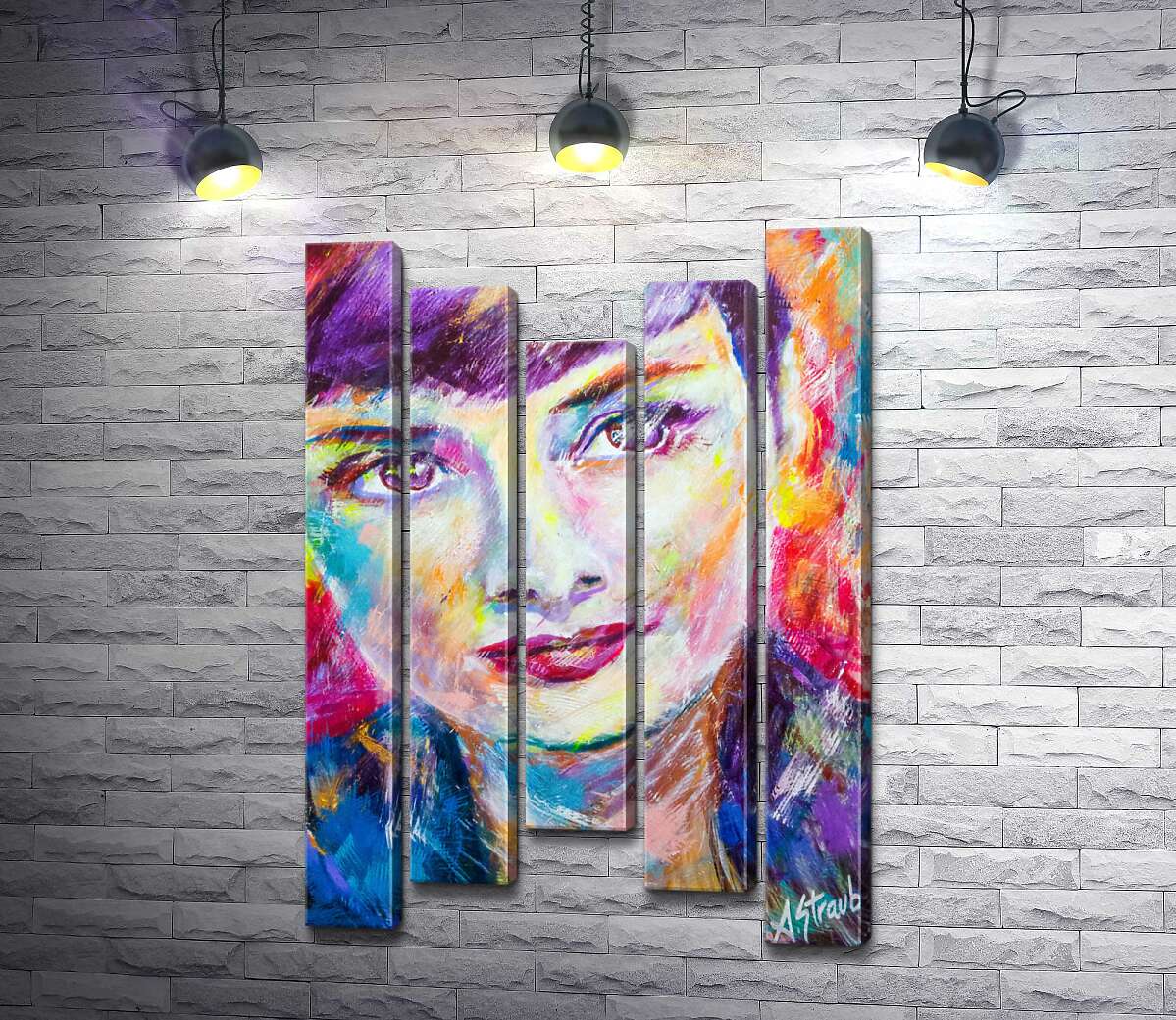 

Модульная картина ArtPoster Сочетание красок на портрете Одри Хэпберн (Audrey Hepburn) 100x150 см Модуль №28
