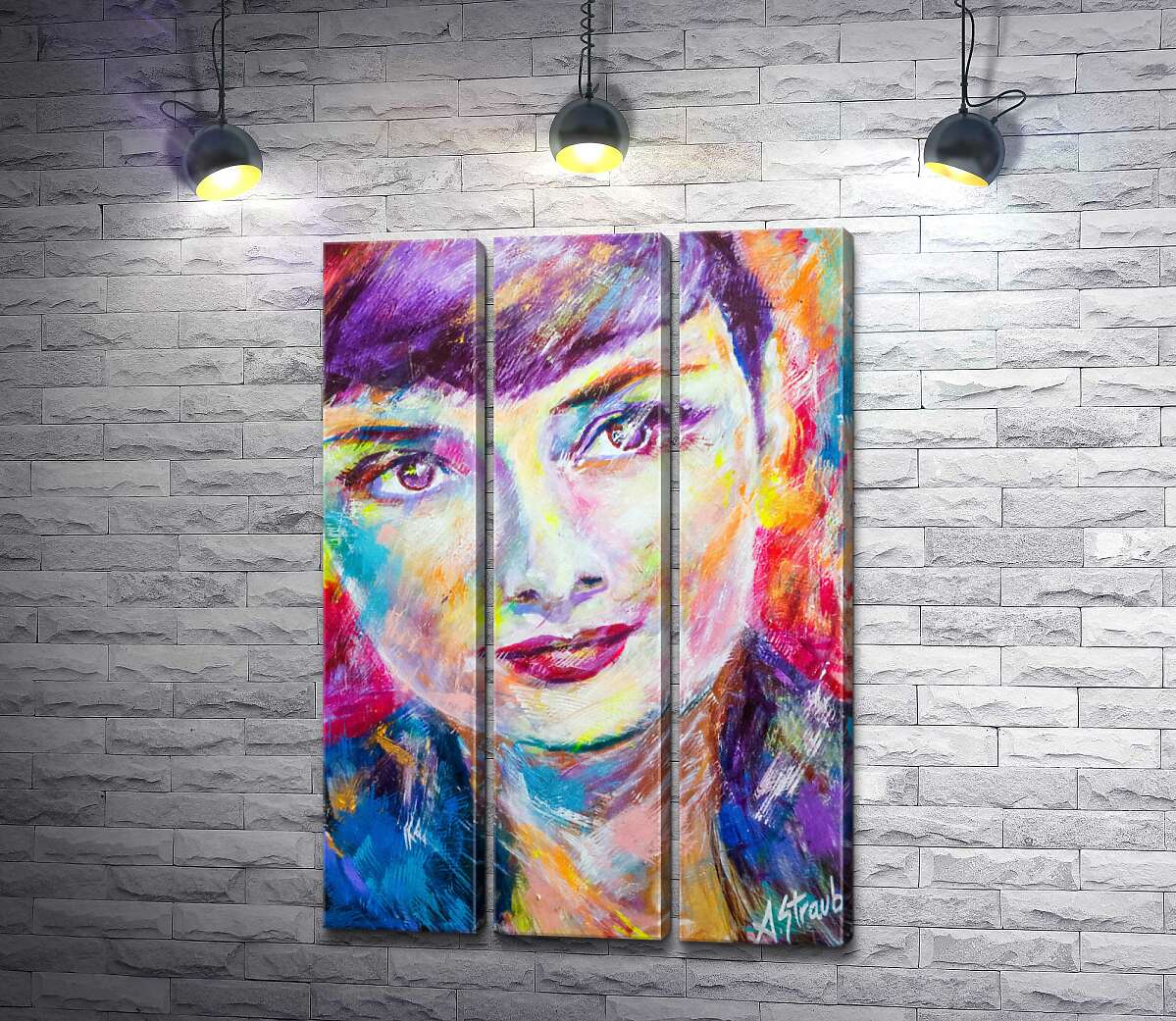 

Модульная картина ArtPoster Сочетание красок на портрете Одри Хэпберн (Audrey Hepburn) 132x195 см Модуль №11