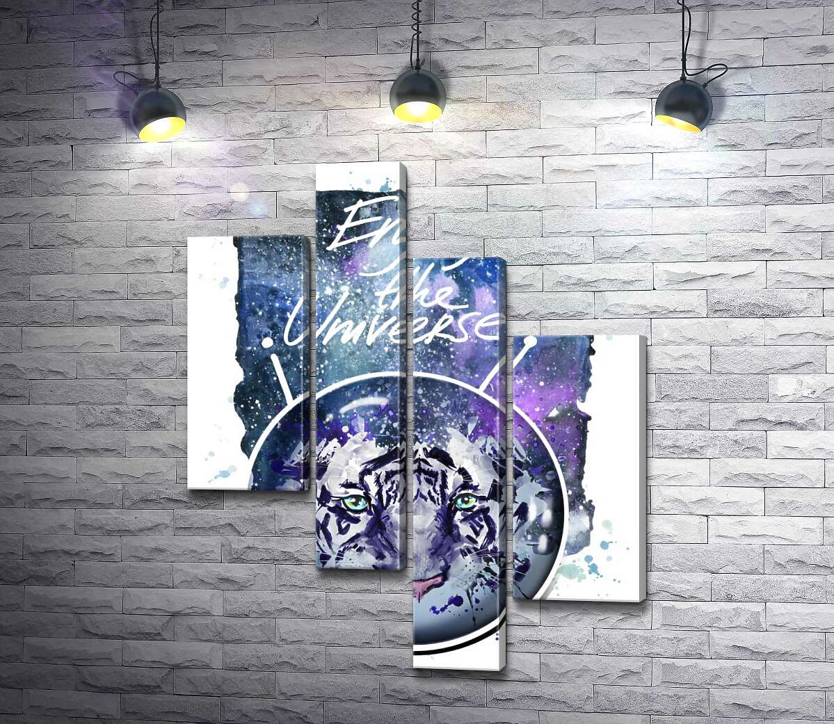 

Модульная картина ArtPoster Силуэт белого тигра под надписью "Enjoy the Universe" 130x167 см Модуль №20