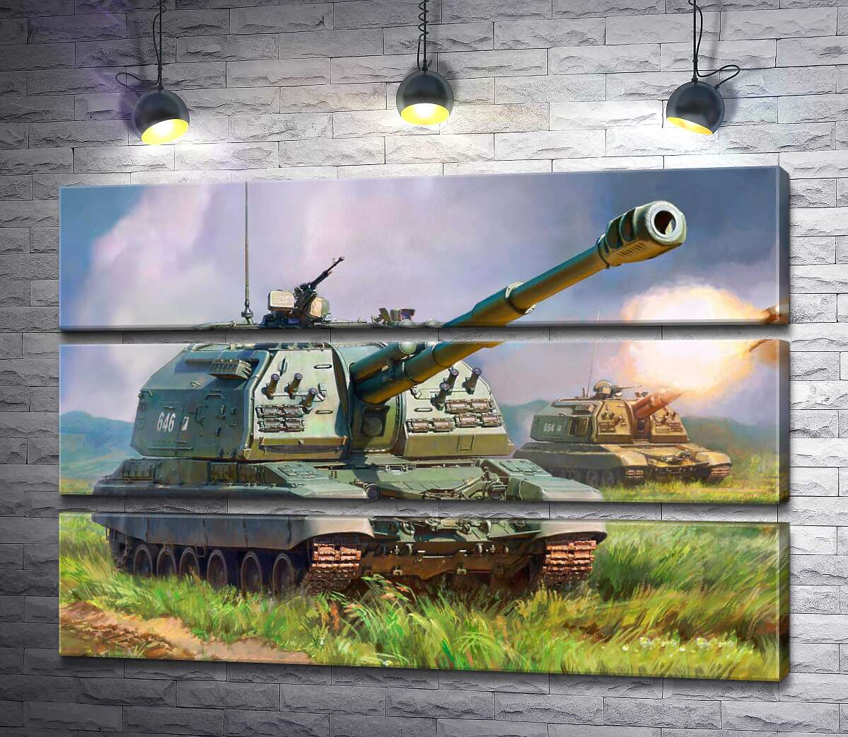 

Модульная картина ArtPoster Советский истребитель танков ИС-152 "Зверобой" на поле боя 89x60 см Модуль №13