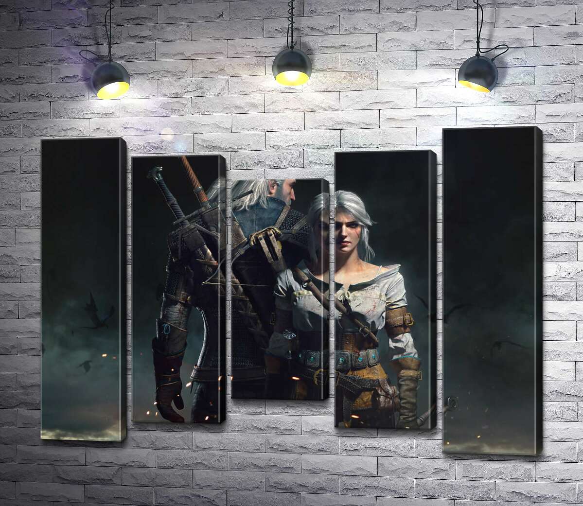 

Модульная картина ArtPoster Смелые герои игры "Ведьмак" : Геральт и Цири 100x75 см Модуль №28