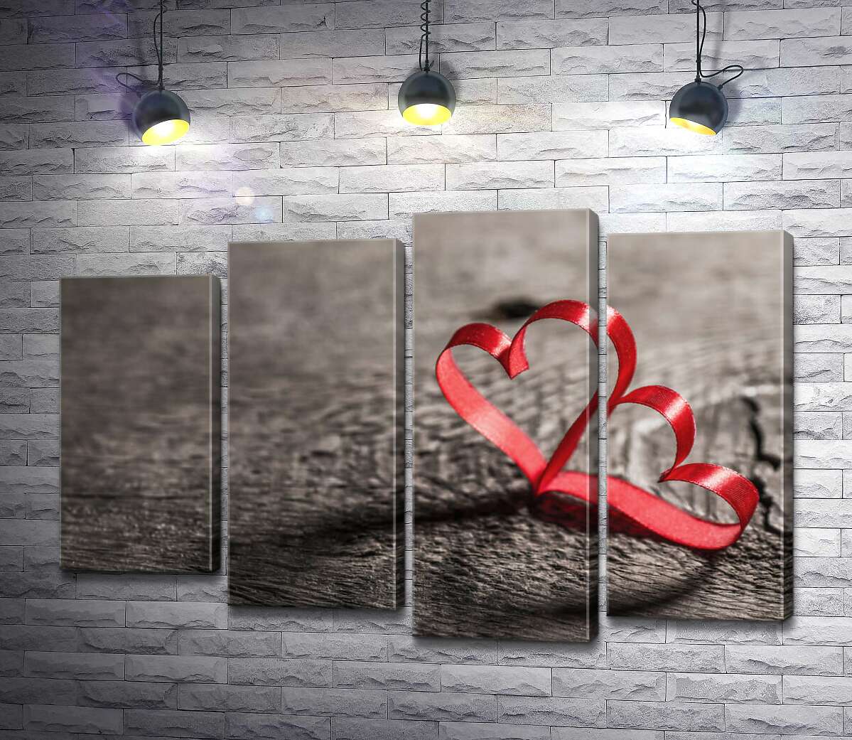 

Модульная картина ArtPoster Соединение двух сердец из красной ленты 132x89 см Модуль №21