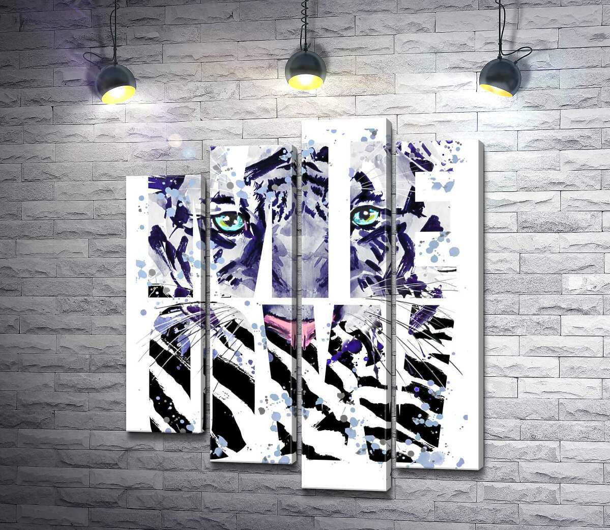 

Модульная картина ArtPoster Силуэт белого тигра в буквах "meow" 100x119 см Модуль №21