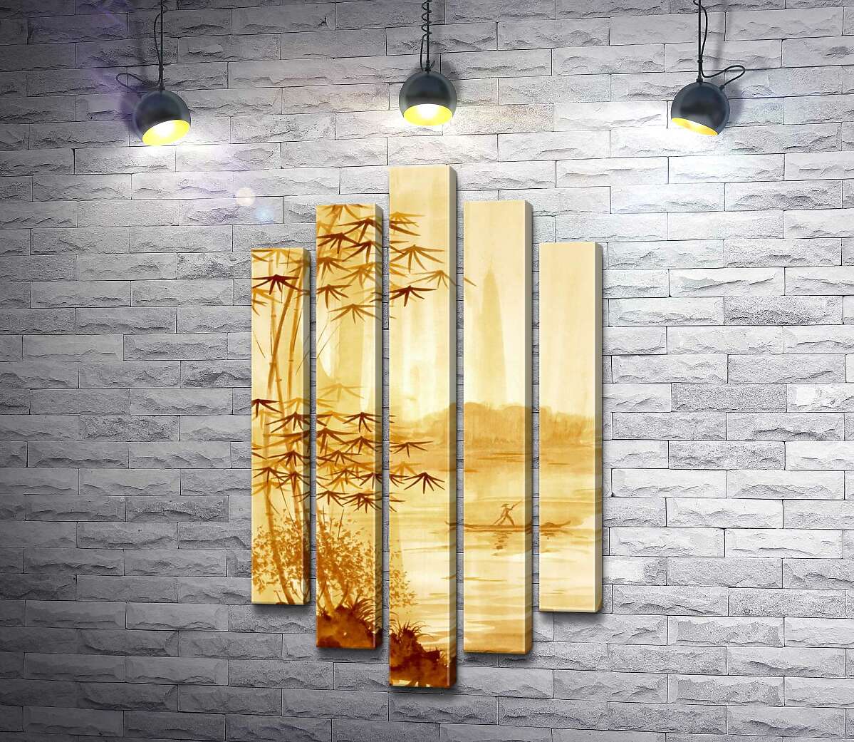 

Модульная картина ArtPoster Стройный бамбук растет на берегу реки 100x186 см Модуль №26