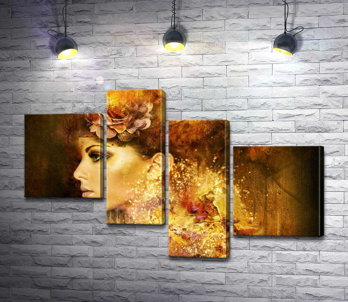 

Модульная картина ArtPoster Силуэт девушки, украшенной желтыми цветами 130x85 см Модуль №20