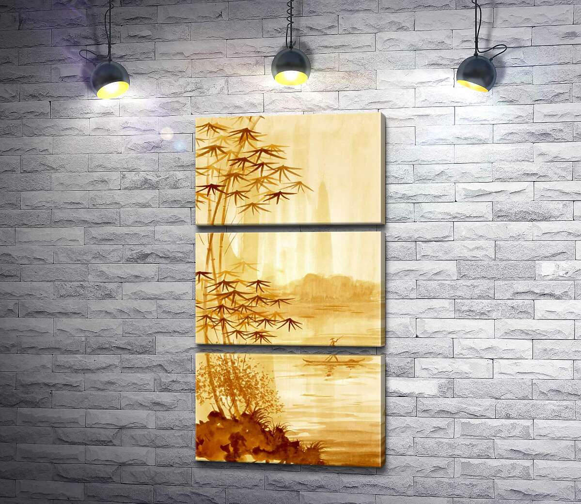 

Модульная картина ArtPoster Стройный бамбук растет на берегу реки 130x240 см Модуль №13