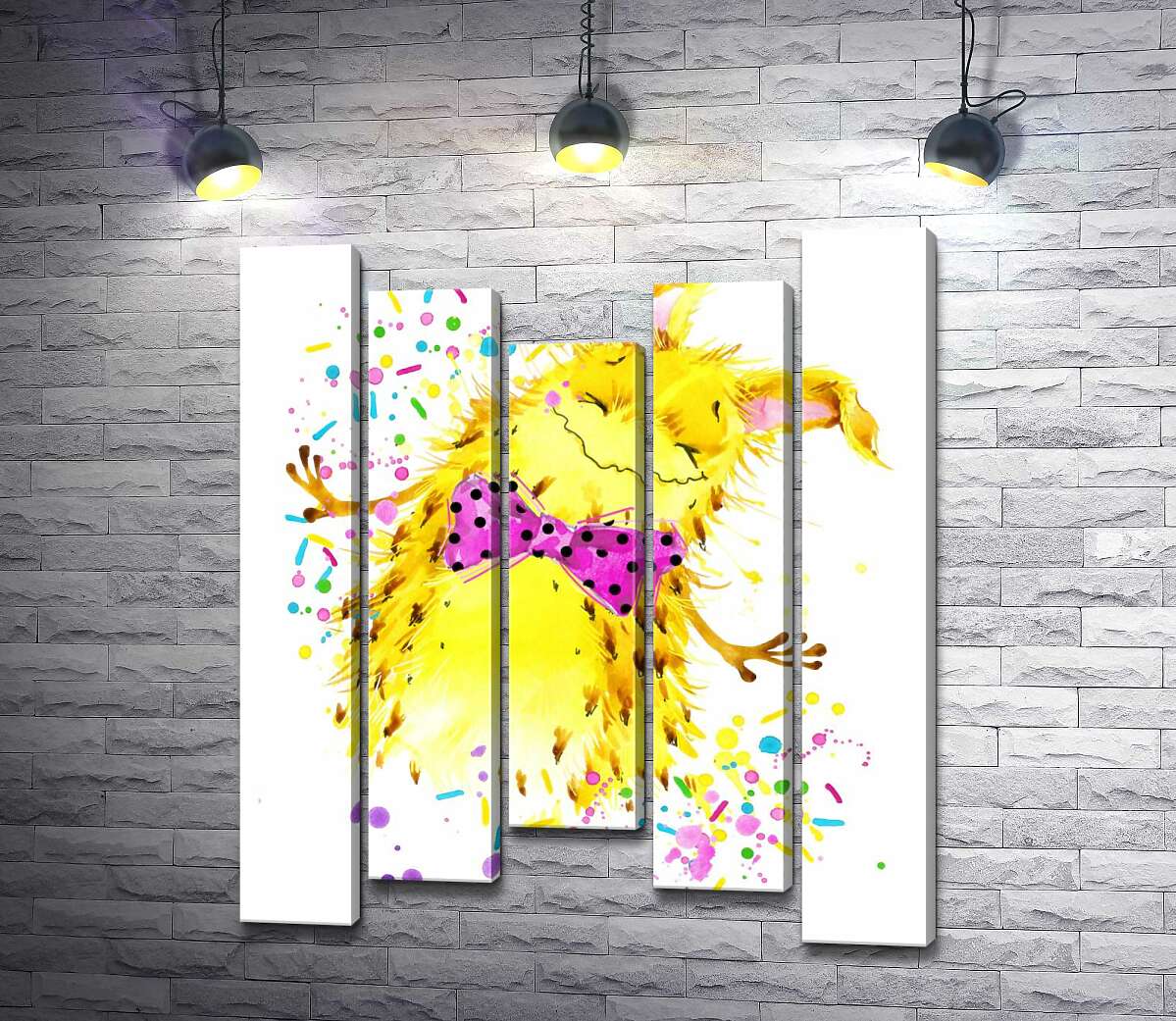 

Модульная картина ArtPoster Счастливый желтый монстр с розовой бабочкой на шее 100x120 см Модуль №28