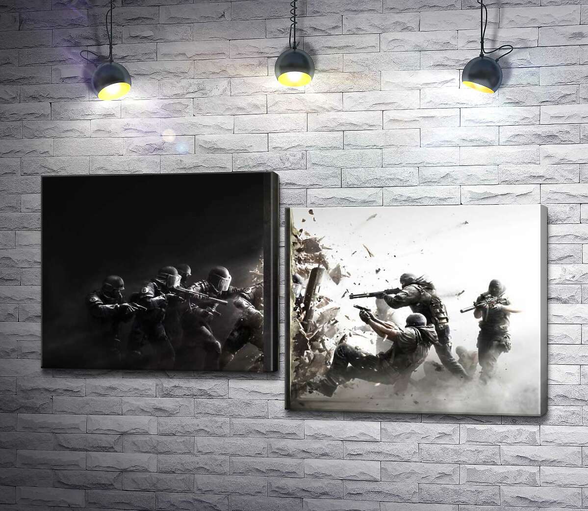 

Модульная картина ArtPoster Солдаты-захватчики пробивают стену границы 130x69 см Модуль №5