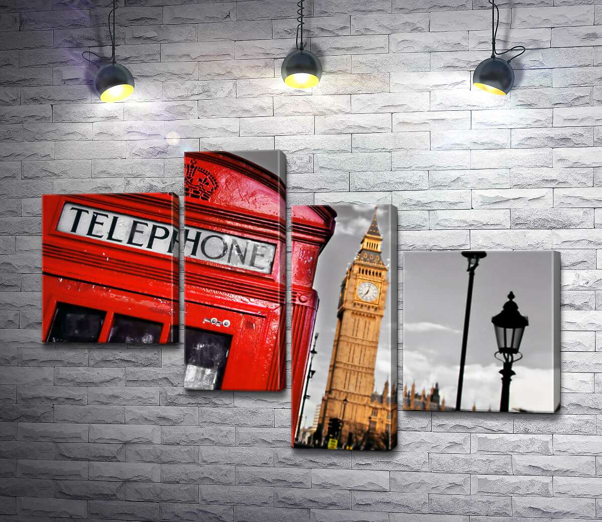 

Модульная картина ArtPoster Символы Лондона: красная телефонная будка и часовая башня Биг Бен (Big Ben) 100x69 см Модуль №20