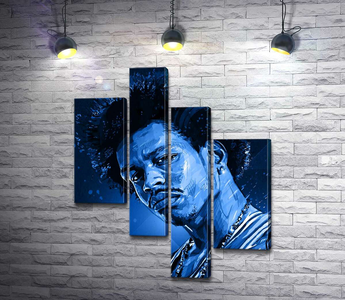 

Модульная картина ArtPoster Синие оттенки портрета американского гитариста Джими Хендрикса (Jimi Hendrix) 130x160 см Модуль №20