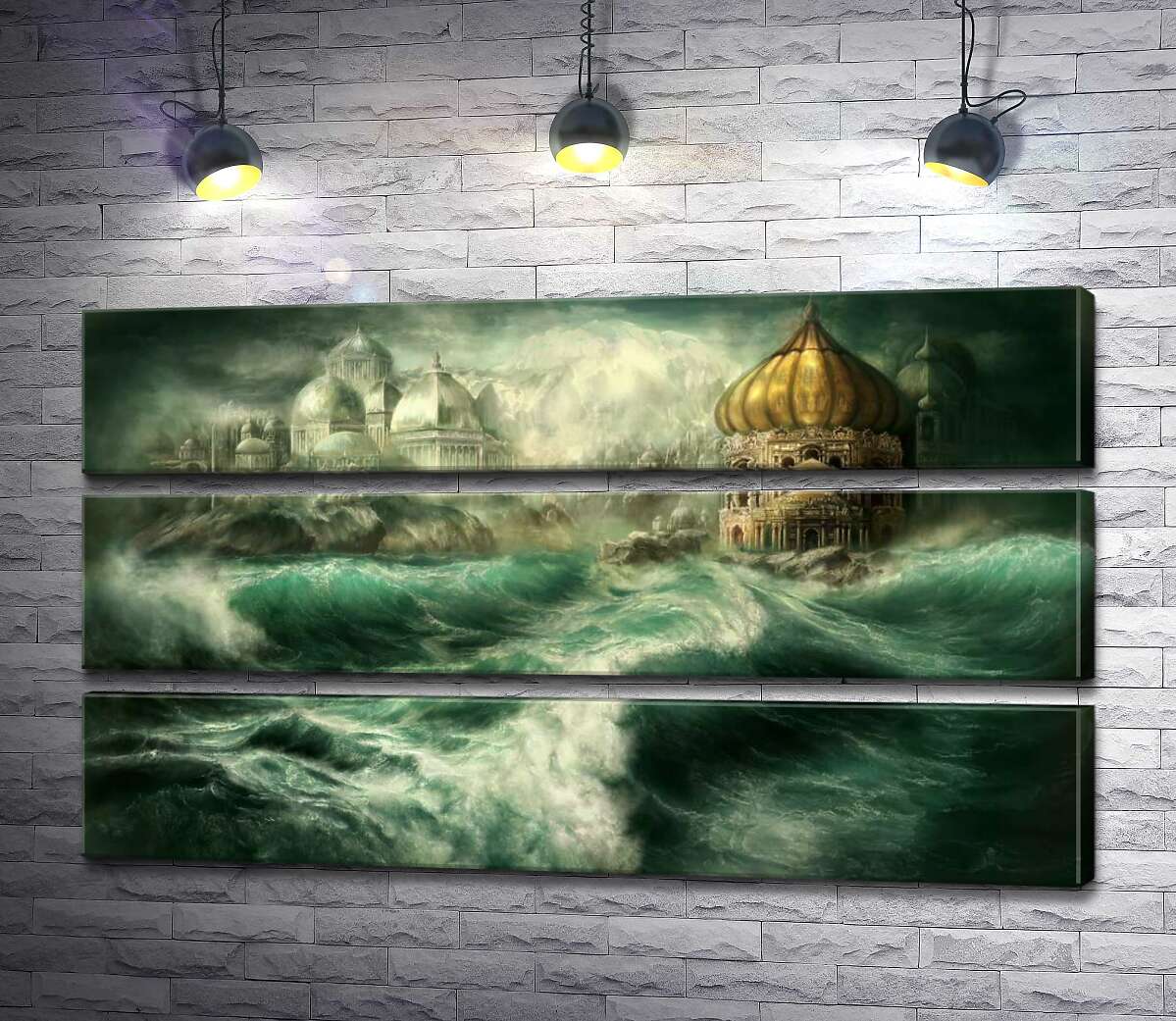 

Модульная картина ArtPoster Сказочный дворец возникает среди штормовых волн 130x75 см Модуль №13