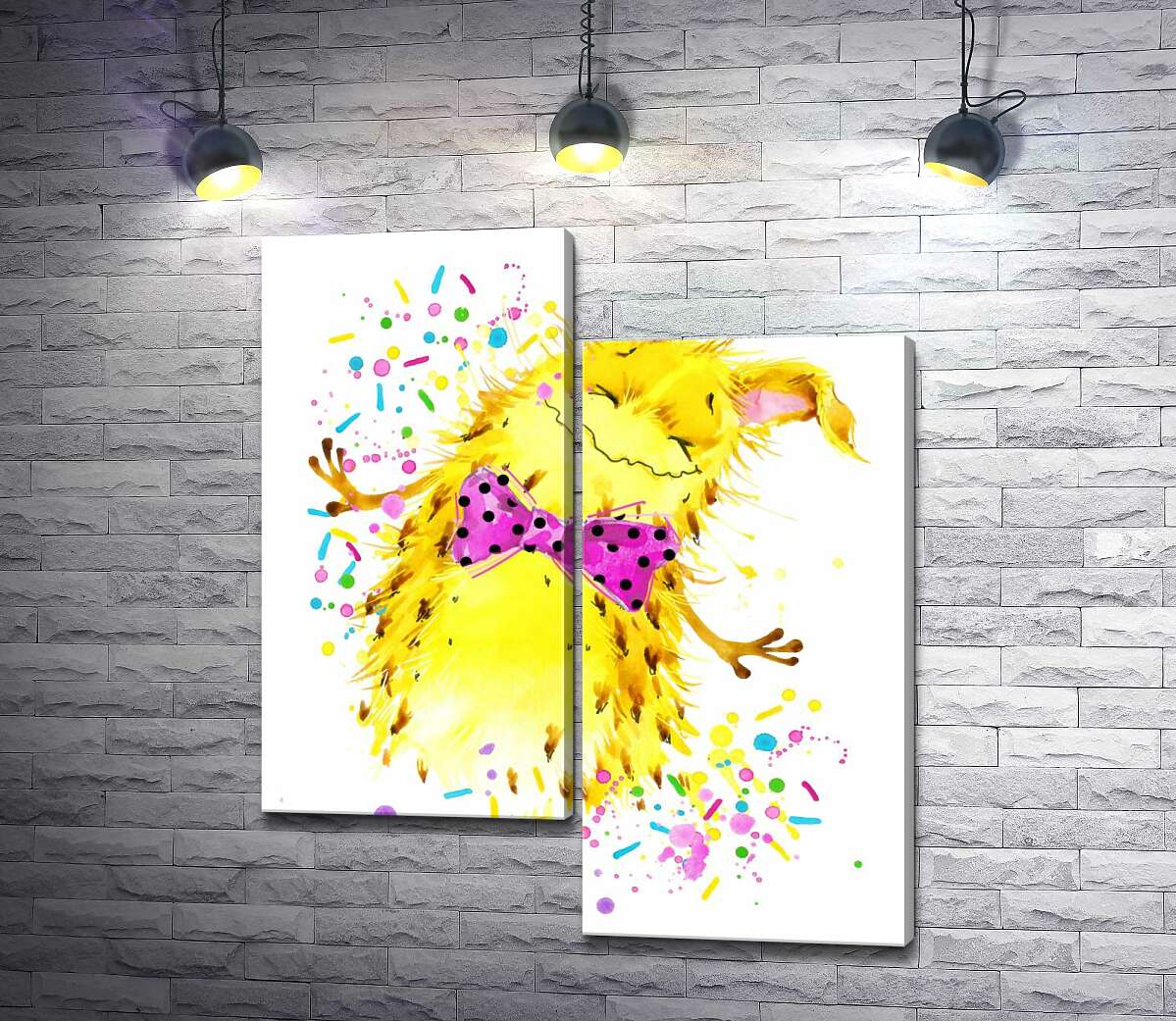 

Модульная картина ArtPoster Счастливый желтый монстр с розовой бабочкой на шее 50x60 см Модуль №5