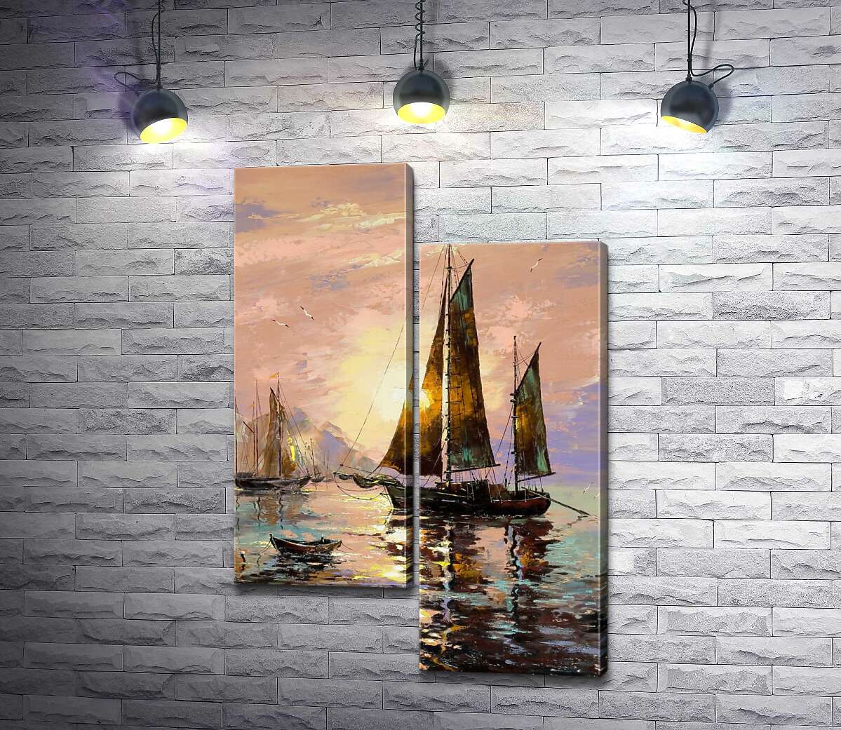 

Модульная картина ArtPoster Солнечный круг просвечивает парус яхты 100x150 см Модуль №5