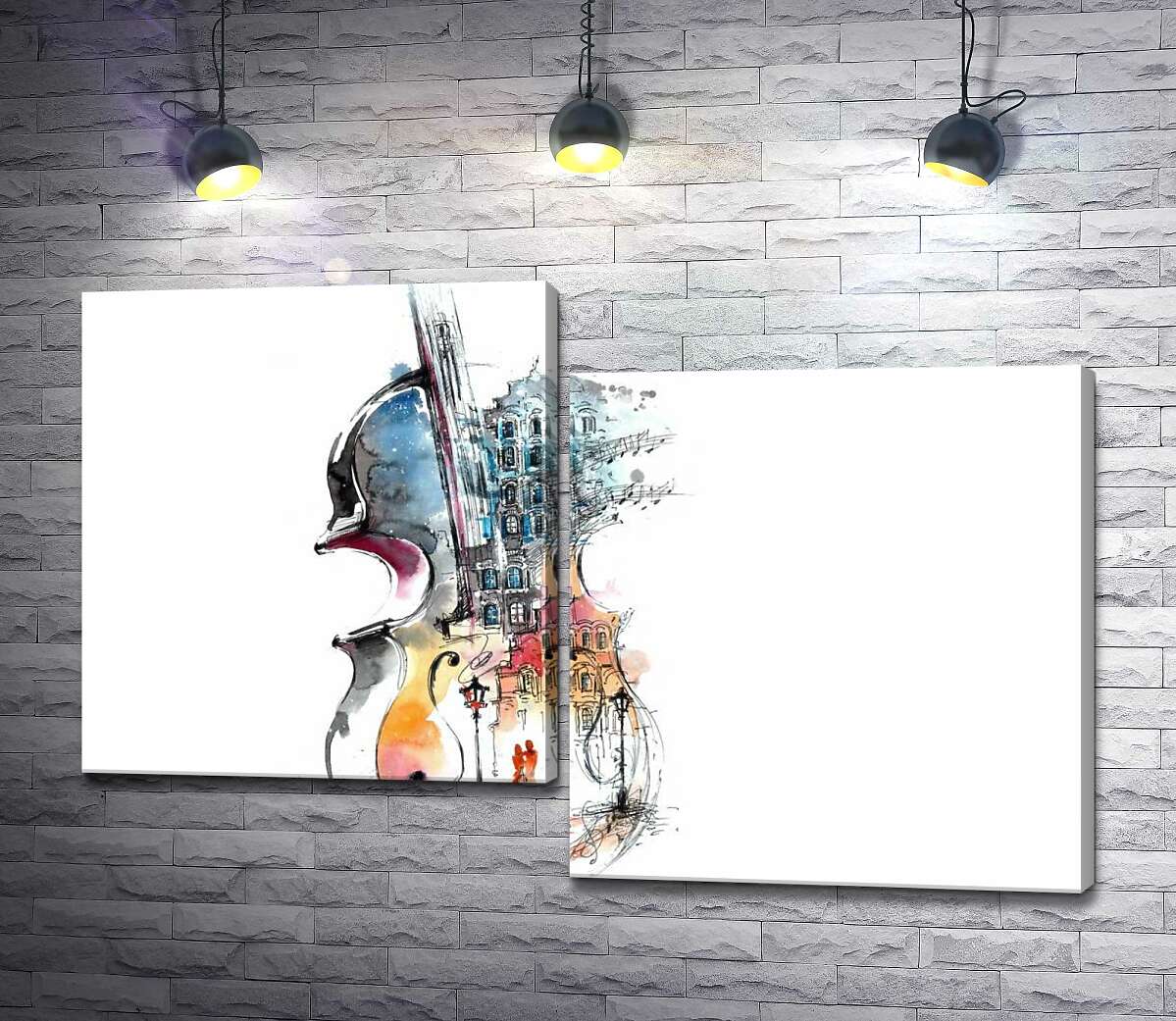 

Модульная картина ArtPoster Силуэты домов растворяются в формах скрипки 100x66 см Модуль №5