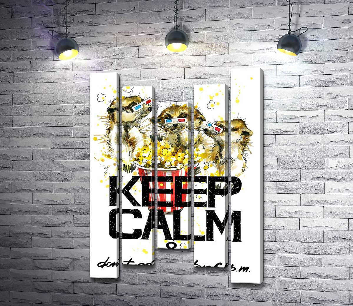 

Модульная картина ArtPoster Суслики с попкорном за надписью "keep calm and don't eat after 6 p.m." 100x148 см Модуль №28