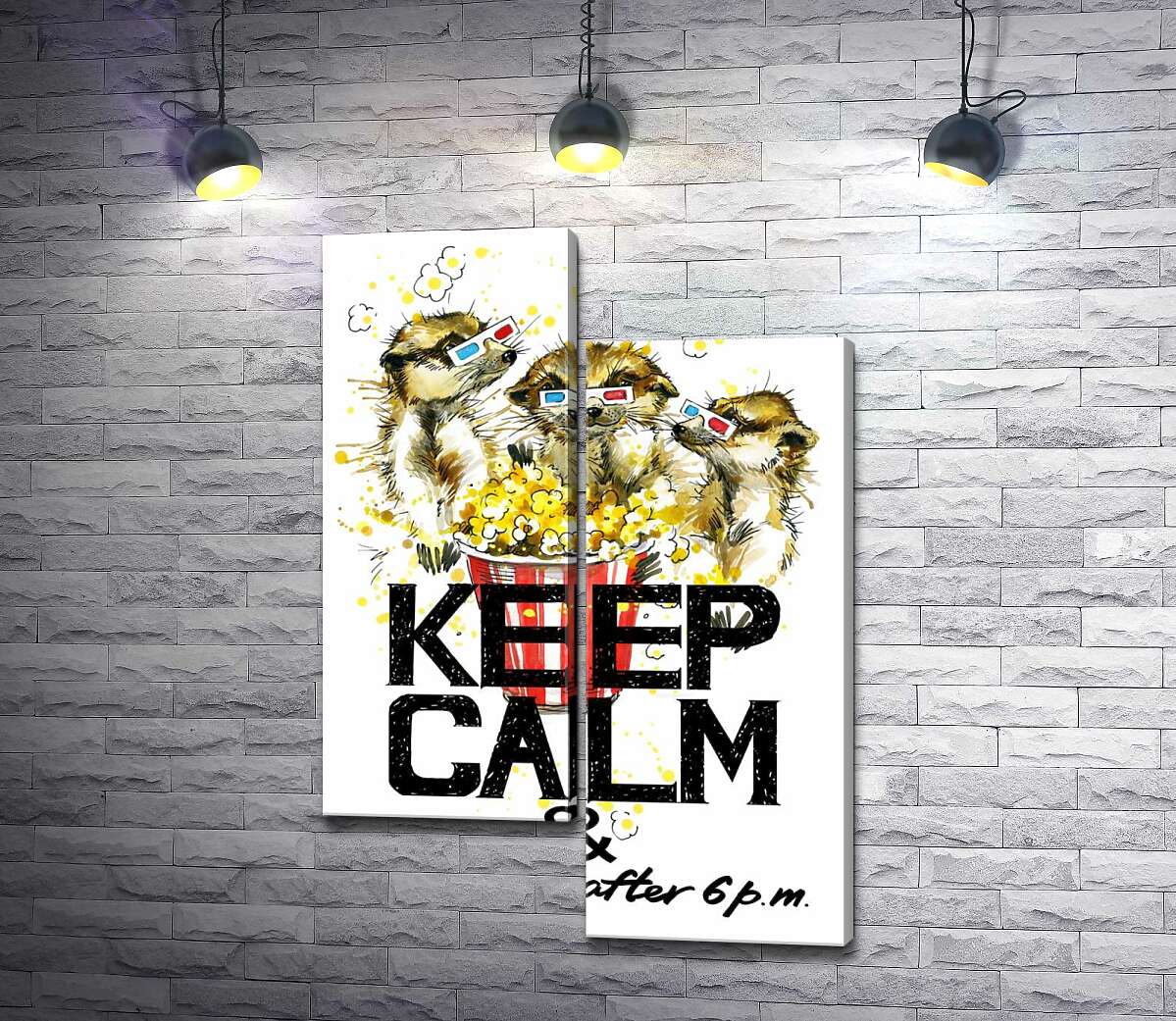 

Модульная картина ArtPoster Суслики с попкорном за надписью "keep calm and don't eat after 6 p.m." 100x147 см Модуль №5