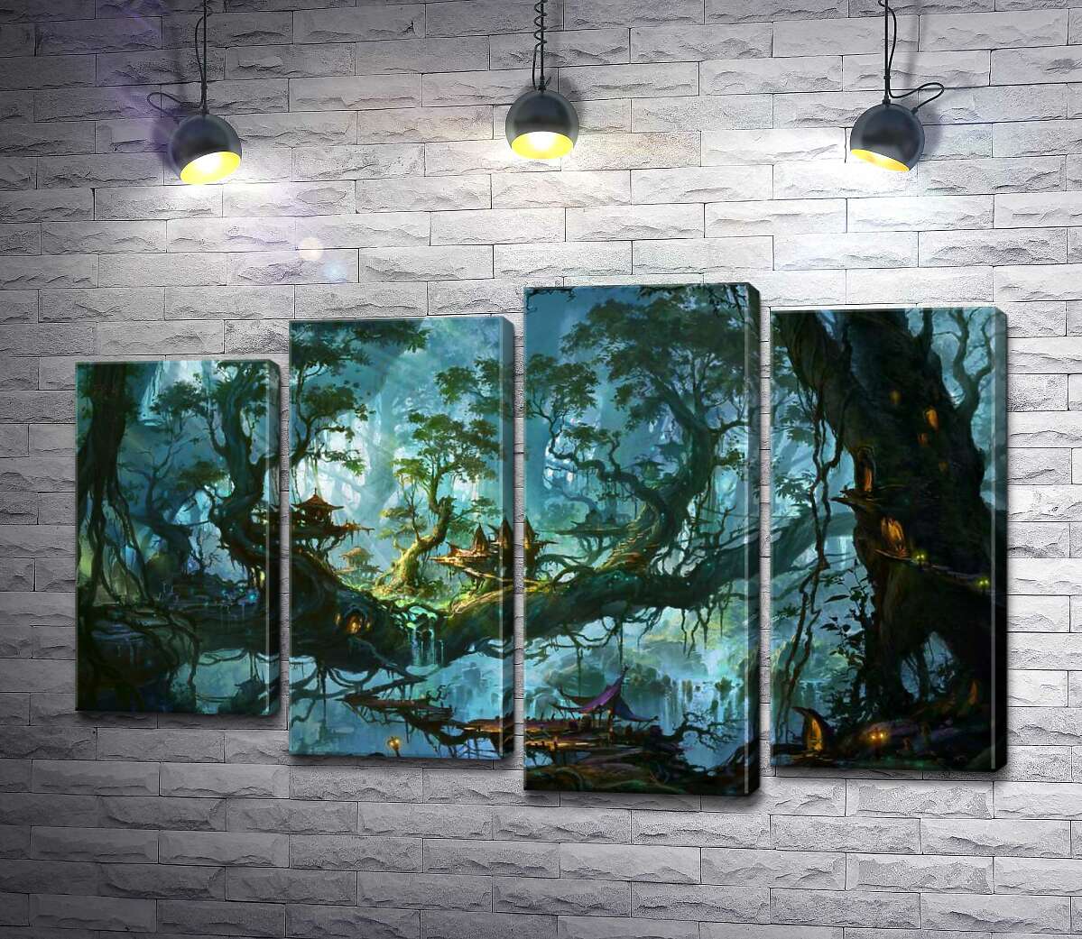 

Модульная картина ArtPoster Фантастический город в кронах лесных деревьев 132x83 см Модуль №21