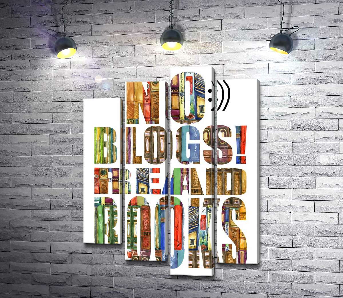 

Модульная картина ArtPoster Узор из книг на надписи "No blogs! Read books" 132x179 см Модуль №21