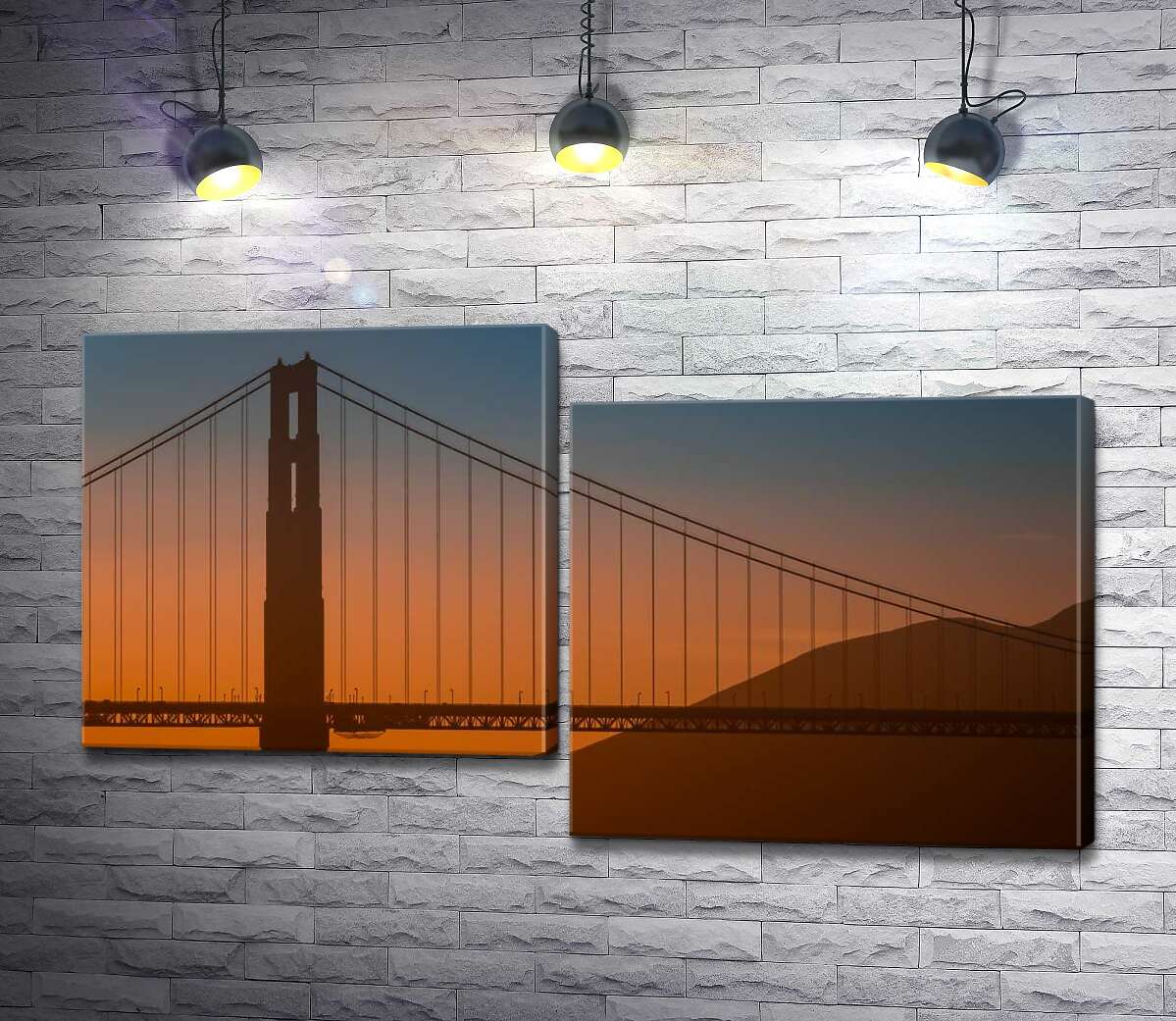 

Модульная картина ArtPoster Туманный вечер над мостом "Золотые ворота" (Golden Gate Bridge) 100x57 см Модуль №5