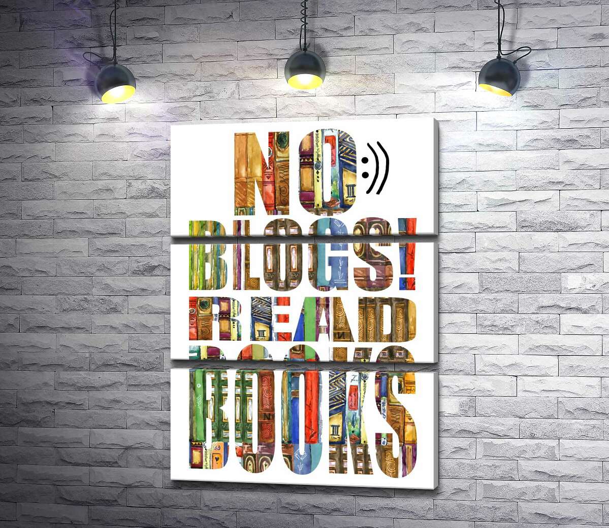 

Модульная картина ArtPoster Узор из книг на надписи "No blogs! Read books" 100x138 см Модуль №13