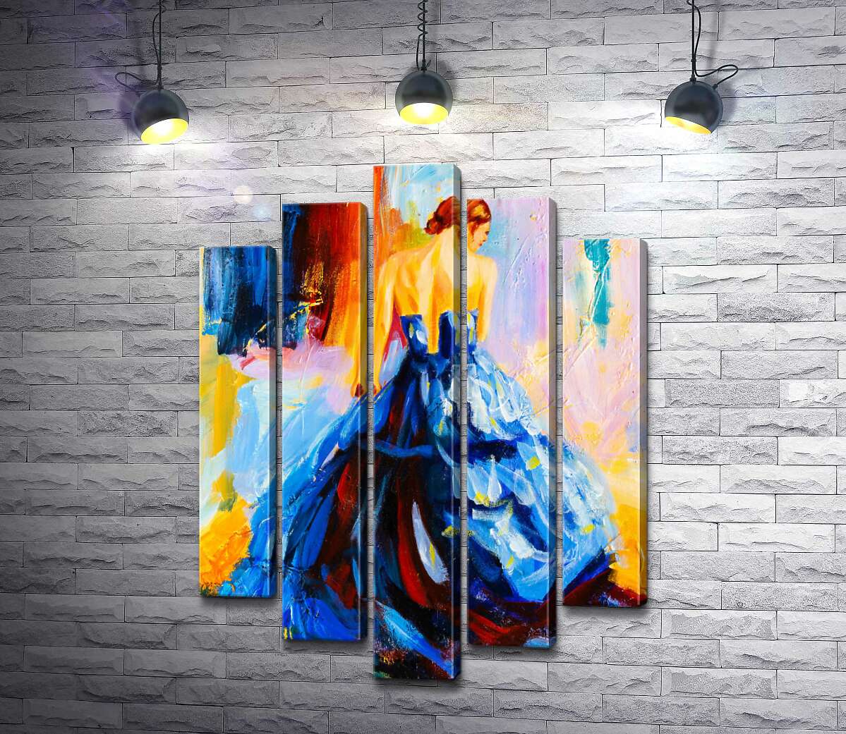 

Модульная картина ArtPoster Утонченный силуэт девушки в пышном синем платье 100x140 см Модуль №26