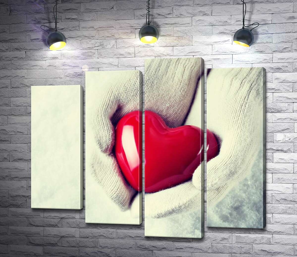 

Модульная картина ArtPoster Теплый цвет сердца на холодном фоне белых перчаток 80x71 см Модуль №21
