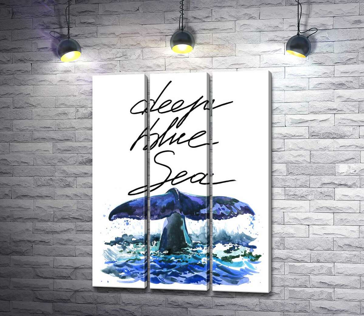 

Модульная картина ArtPoster Хвост кита над водной поверхностью рядом с надписью "deep blue sea" 102x136 см Модуль №11