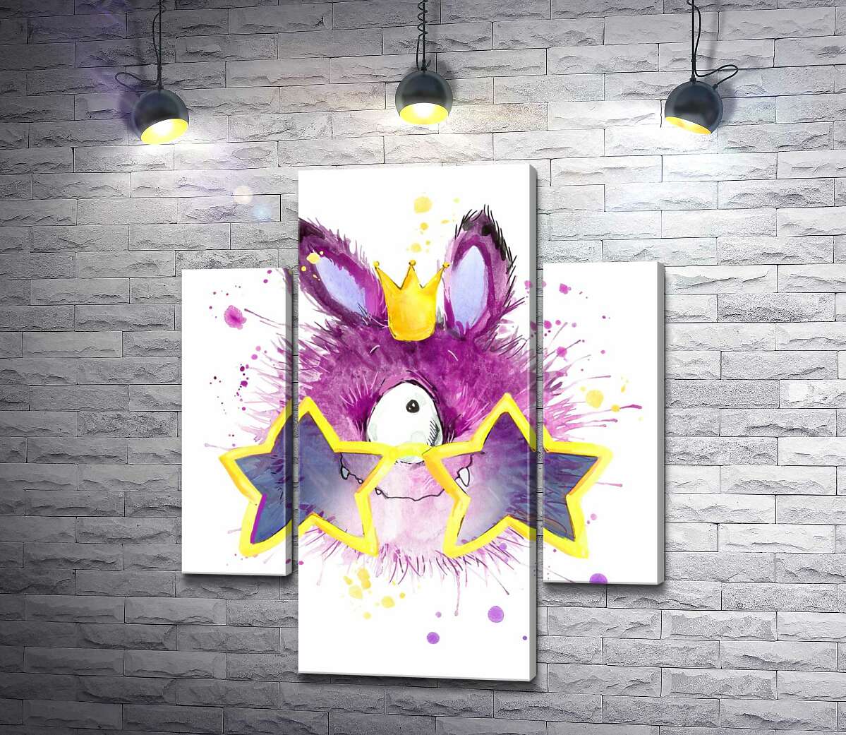 

Модульная картина ArtPoster Фиолетовый циклоп в короне и очках 100x119 см Модуль №7