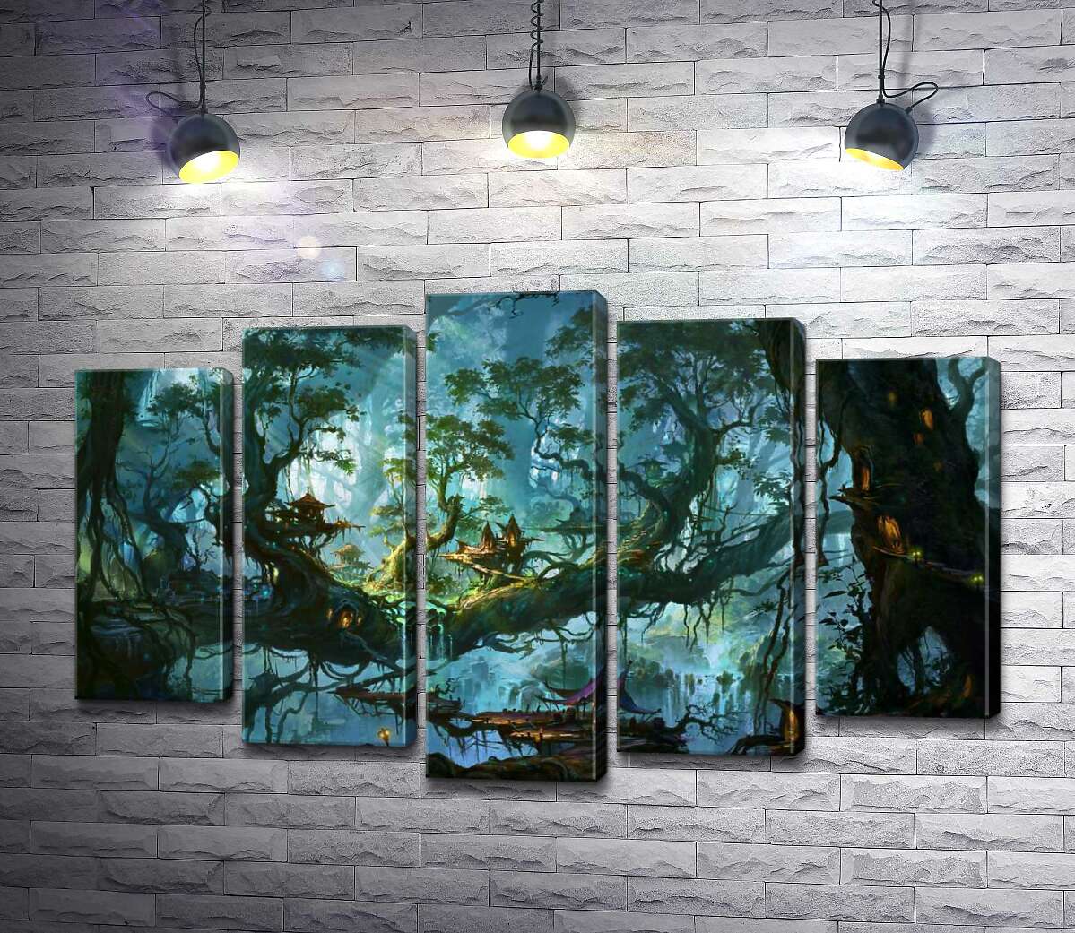 

Модульная картина ArtPoster Фантастический город в кронах лесных деревьев 130x83 см Модуль №26