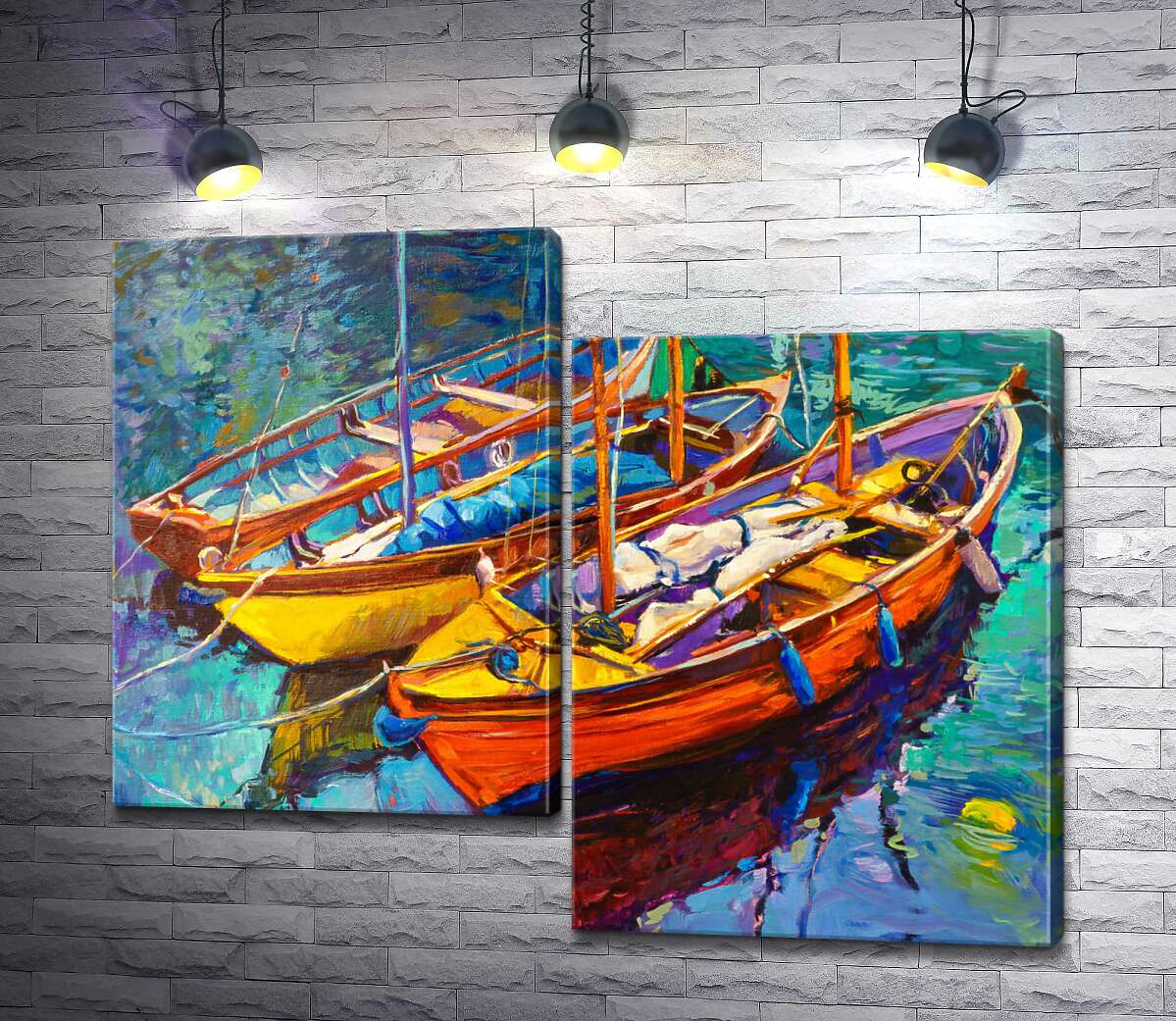 

Модульная картина ArtPoster Три лодки на воде 100x82 см Модуль №5
