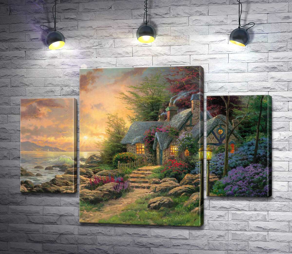 

Модульная картина ArtPoster Укрытие на берегу моря (Seaside Hideaway) - Томас Кинкейд (Thomas Kinkade) 131x94 см Модуль №7