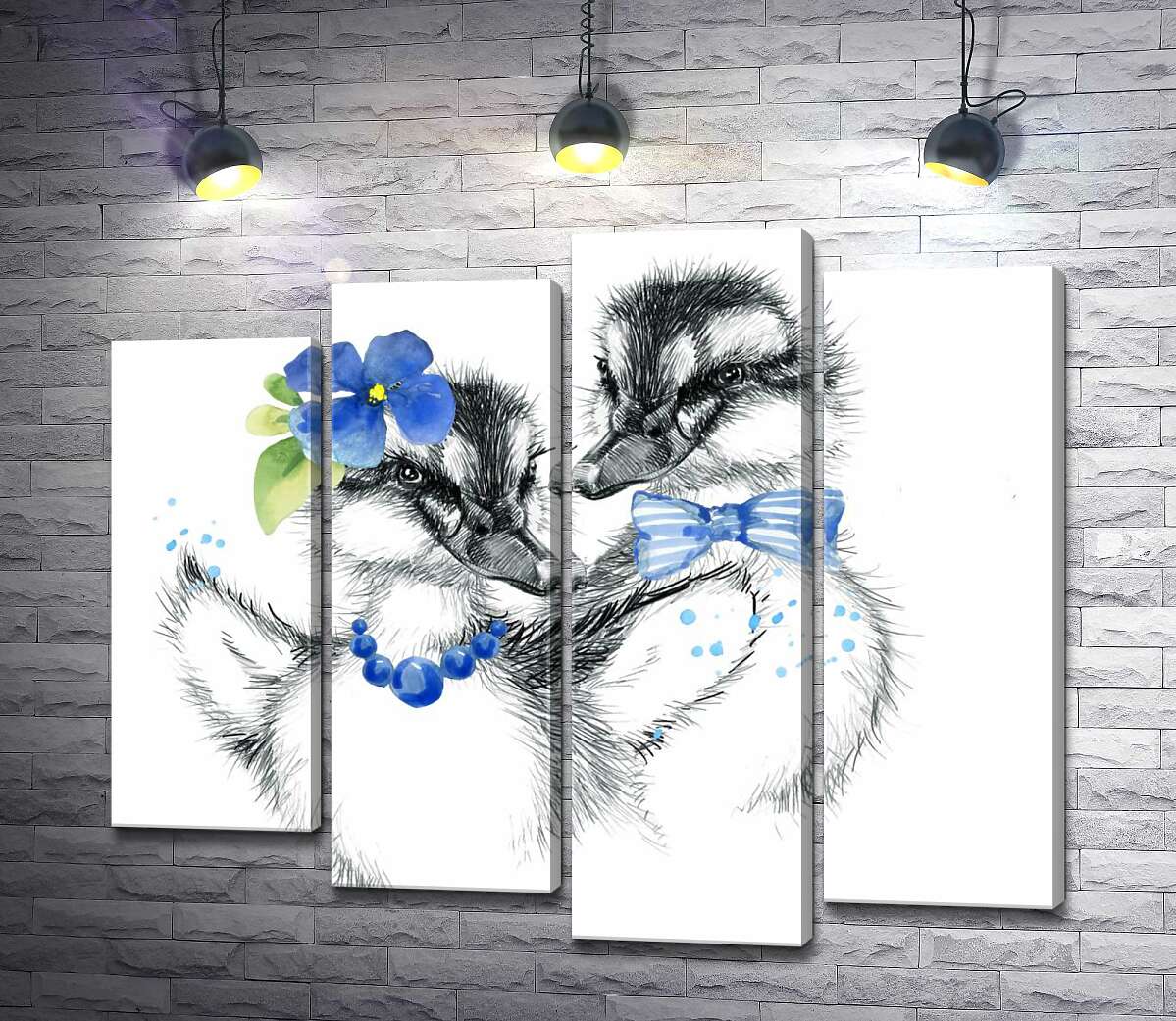 

Модульная картина ArtPoster Утята нарядились в бусы и бабочку 100x87 см Модуль №21