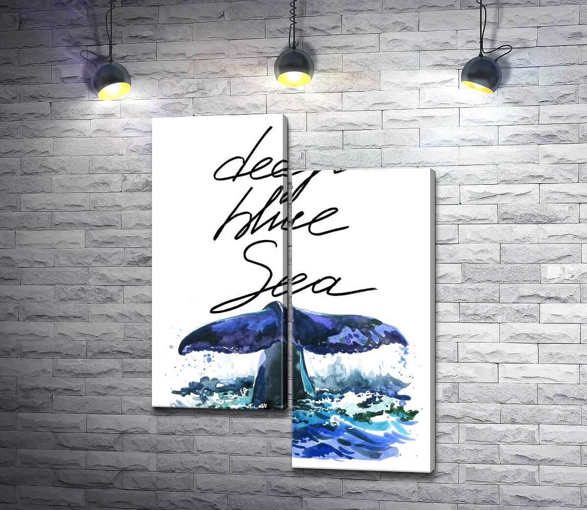 

Модульная картина ArtPoster Хвост кита над водной поверхностью рядом с надписью "deep blue sea" 130x178 см Модуль №5