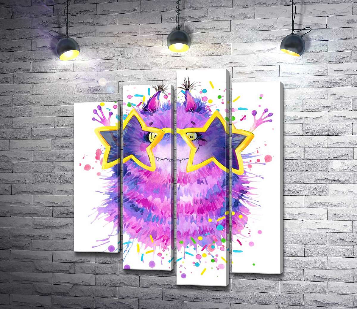 

Модульная картина ArtPoster Фиолетовый пушистый монстр в звездных очках 100x119 см Модуль №21