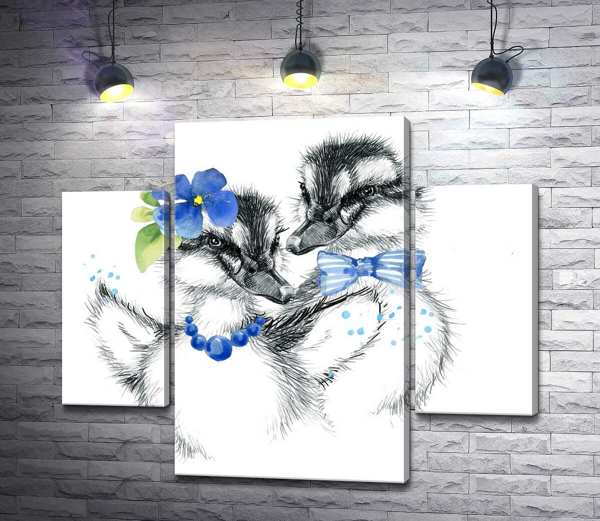 

Модульная картина ArtPoster Утята нарядились в бусы и бабочку 131x110 см Модуль №7