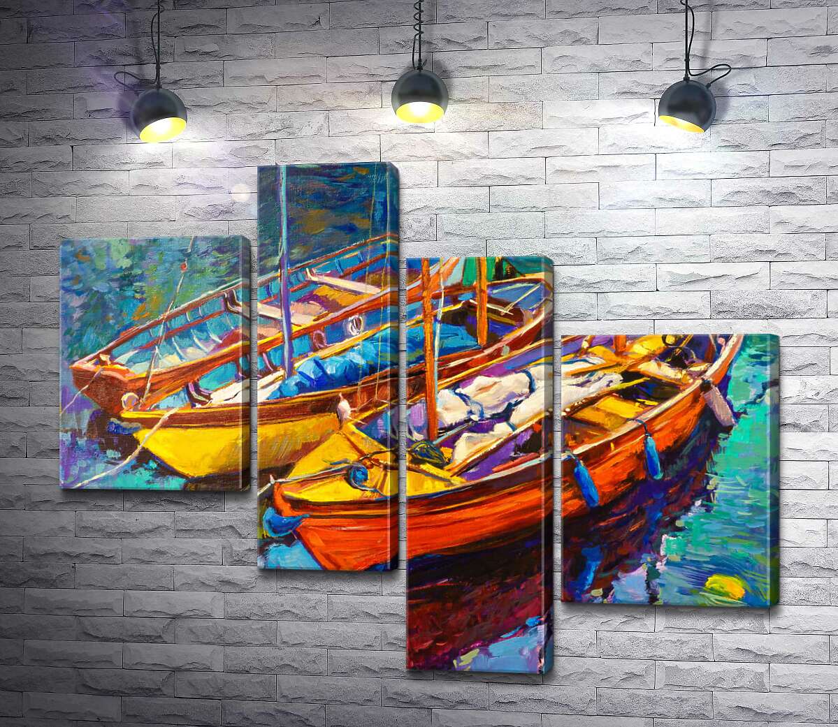 

Модульная картина ArtPoster Три лодки на воде 130x106 см Модуль №20
